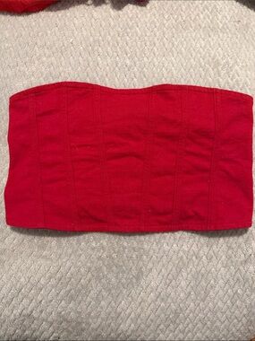Strapless Red Bandeau Corset-Style Top